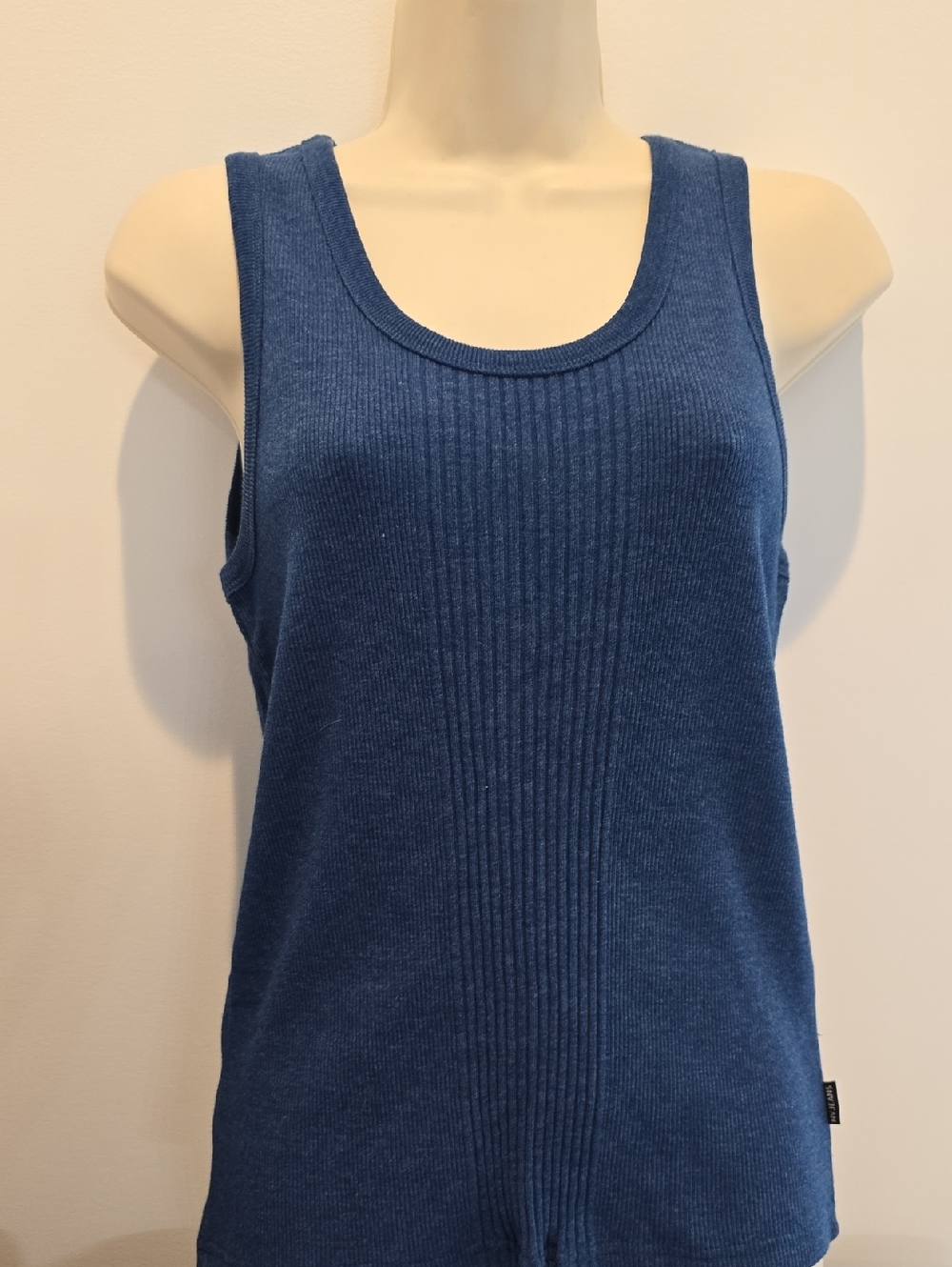 New York & Company Sleeveless Ribbed Tank - Blue